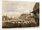 Men Working with Lumber Near East River Dock by Anonymous
