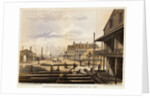 Men Working with Lumber Near East River Dock by Anonymous