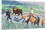 Asians Working in Rice Paddy Field by Anonymous