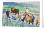 Asians Working in Rice Paddy Field by Anonymous