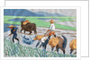 Asians Working in Rice Paddy Field by Anonymous
