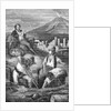 Engraving of First Archeological Dig at Pompeii by Anonymous