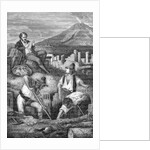 Engraving of First Archeological Dig at Pompeii by Anonymous