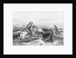 Illustration of Hunter Shooting Buffalo by Anonymous