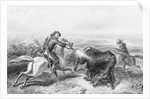Illustration of Hunter Shooting Buffalo by Anonymous