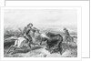 Illustration of Hunter Shooting Buffalo by Anonymous