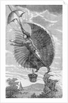 Man Attempting to Fly with Parachute by Anonymous
