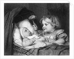 Girl Waving Rattle at Infant by Anonymous