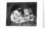 Girl Waving Rattle at Infant by Anonymous