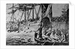 Drawing Depicting the Boston Tea Party by W.L. Greene