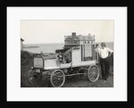 Portrait of Early Popcorn Vendor Next to His Automobile by Anonymous
