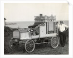 Portrait of Early Popcorn Vendor Next to His Automobile by Anonymous