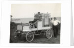 Portrait of Early Popcorn Vendor Next to His Automobile by Anonymous