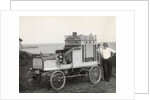 Portrait of Early Popcorn Vendor Next to His Automobile by Anonymous