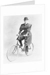 Suffragette Dressed in Man's Hat on Bicycle by Anonymous