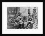 Shoemaker Preparing Shoes for Young Boy by Anonymous
