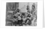 Shoemaker Preparing Shoes for Young Boy by Anonymous