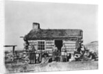 Mormon Family Outside Log Cabin by Anonymous