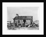 Mormon Family Outside Log Cabin by Anonymous