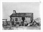 Mormon Family Outside Log Cabin by Anonymous