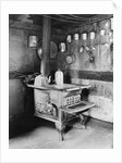 Old Stove Inside Log Cabin Kitchen by Anonymous