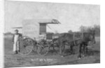 Portrait of an Early Meat Deliverer with His Cart by Anonymous