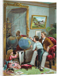 Lithograph of a Father Instructing His Children in Geography by Anonymous