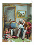Lithograph of a Father Instructing His Children in Geography by Anonymous
