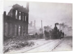 Fire Engine Among Earthquake Ruins by Anonymous