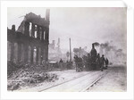 Fire Engine Among Earthquake Ruins by Anonymous