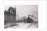 Fire Engine Among Earthquake Ruins by Anonymous