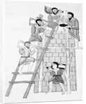 Men on and near Ladder While Constructing a Tower by Anonymous