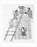 Men on and near Ladder While Constructing a Tower by Anonymous