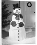 Dapper Snowman Outside a House by Anonymous