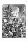 Illustration of Family and Friends Exchanging Gifts by Anonymous