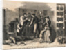 Illustration of Family Distraught over Drunk Father on Floor by Anonymous