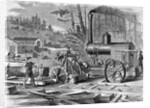 Worker Using Steam Circular Sawmills by Anonymous