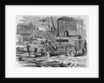 Worker Using Steam Circular Sawmills by Anonymous
