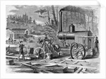 Worker Using Steam Circular Sawmills by Anonymous