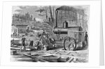 Worker Using Steam Circular Sawmills by Anonymous