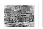 Worker Using Steam Circular Sawmills by Anonymous