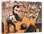 Cartoon of Jay Gould Bowling in Street by Anonymous