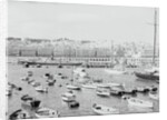 Boats in Harbor Outside City by Anonymous