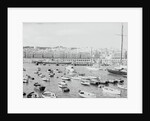 Boats in Harbor Outside City by Anonymous