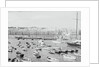 Boats in Harbor Outside City by Anonymous