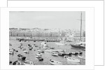 Boats in Harbor Outside City by Anonymous