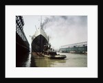 Queen Mary Leaving New York City Pier by Anonymous