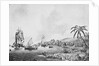 Illustration of Natives and Boats Along Shore in New Zealand by Anonymous
