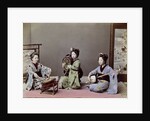 Three Japanese Girls Playing Traditional Japanese Instruments by Anonymous