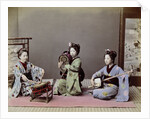Three Japanese Girls Playing Traditional Japanese Instruments by Anonymous